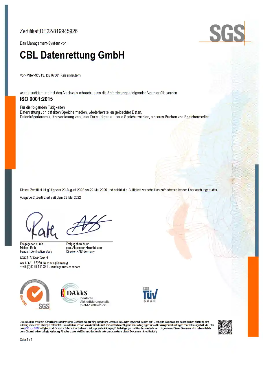 ISO 9001:2015 Zertifikat